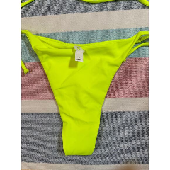 NWOT Neon Yellow Tie Bikini Set – Size Medium - Picture 3 of 8